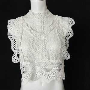 Elegant White Lace Sleeveless Top